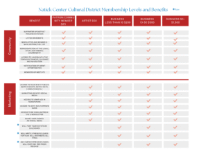 A gray, red, and black grid of Member benefits