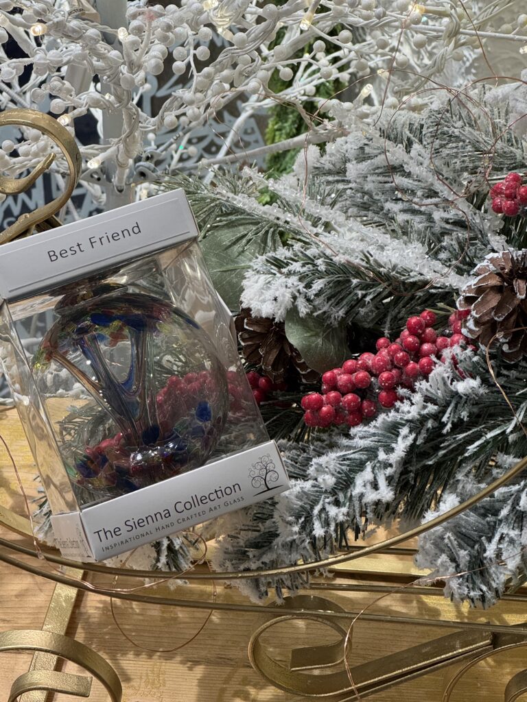 Modern color photograph of winter holiday decorations.